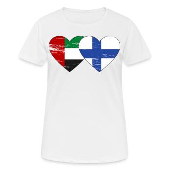 Émirats arabes unis Finlande Drapeau Coeur - T-shirt respirant Femme - blanc - Devant - AI Model Female 172 dark (172cm)