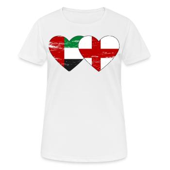 Émirats arabes unis Angleterre Drapeau Coeur - T-shirt respirant Femme - blanc - Devant - AI Model Female 172 dark (172cm)