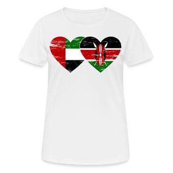 Émirats arabes unis Kenya Drapeau Coeur - T-shirt respirant Femme - blanc - Devant - AI Model Female 172 dark (172cm)
