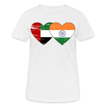 Émirats arabes unis Inde Drapeau Coeur - T-shirt respirant Femme - blanc - Devant - AI Model Female 172 dark (172cm)