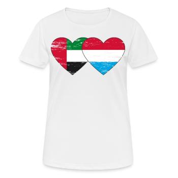 Émirats arabes unis Luxembourg Drapeau Coeur - T-shirt respirant Femme - blanc - Devant - AI Model Female 172 dark (172cm)