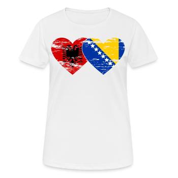 Albanien Bosnien Flagge Herz used - Frauen T-Shirt atmungsaktiv - Weiß - Vorne - AI Model Female 172 dark (172cm)