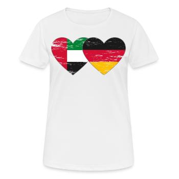 Émirats arabes unis Allemagne Cœur - T-shirt respirant Femme - blanc - Devant - AI Model Female 172 dark (172cm)