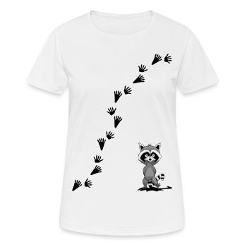 raton laveur avec des pistes - T-shirt respirant Femme - blanc - Devant - AI Model Female 172 dark (172cm)