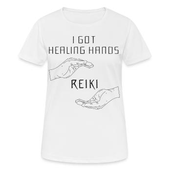 Mains guérissantes | Reiki thérapie Cadeaux ésotériques - T-shirt respirant Femme - blanc - Devant - AI Model Female 172 dark (172cm)
