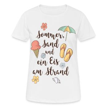 Strand - Frauen T-Shirt atmungsaktiv - Weiß - Vorne - AI Model Female 172 dark (172cm)