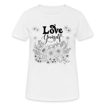 Love Yourself. Florals. - Women's Breathable T-Shirt - white - Front - AI Model Female 172 dark (172cm)