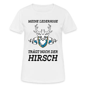 Lederhose - Frauen T-Shirt atmungsaktiv - Weiß - Vorne - AI Model Female 172 dark (172cm)
