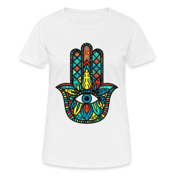 Meditation Hamsa Die Hand Der Fatima - Frauen T-Shirt atmungsaktiv - Weiß - Vorne - AI Model Female 172 dark (172cm)