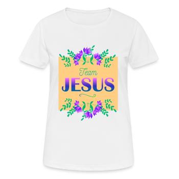 Team Jesus - Frauen T-Shirt atmungsaktiv - Weiß - Vorne - AI Model Female 172 dark (172cm)