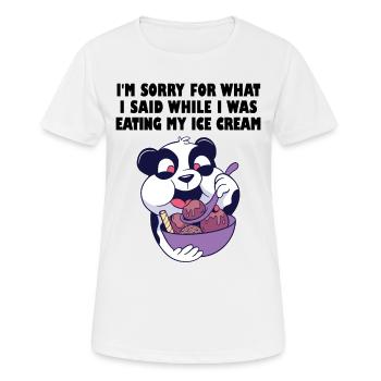Panda affamé avec bol de crème glacée - T-shirt respirant Femme - blanc - Devant - AI Model Female 172 dark (172cm)