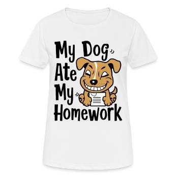Mon chien a mangé mes devoirs - T-shirt respirant Femme - blanc - Devant - AI Model Female 172 dark (172cm)
