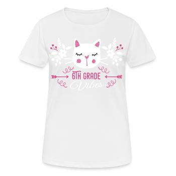 6th grade | Grade Vibes Back to School Cute Cat - T-shirt respirant Femme - blanc - Devant - AI Model Female 172 dark (172cm)