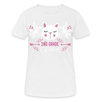2nd grade | Grade Vibes Back to School Cute Cat - T-shirt respirant Femme - blanc - Devant - AI Model Female 172 dark (172cm)