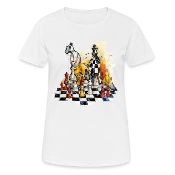 Composition échiquéenne n°2 - T-shirt respirant Femme - blanc - Devant - AI Model Female 172 dark (172cm)