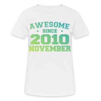 Born November 2010 Birthday Gift November 2010 - Women's Breathable T-Shirt - white - Front - AI Model Female 172 dark (172cm)