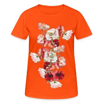 Mohnblumen - Frauen T-Shirt atmungsaktiv - Neonorange - Vorne - AI Model Female 172 dark (172cm)