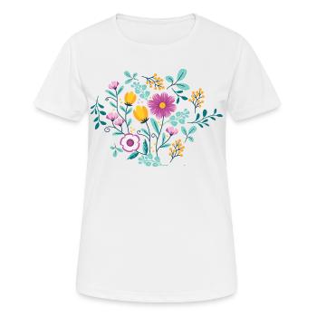 Yellow and Purple FLOWERS - Women's Breathable T-Shirt - white - Front - AI Model Female 172 dark (172cm)