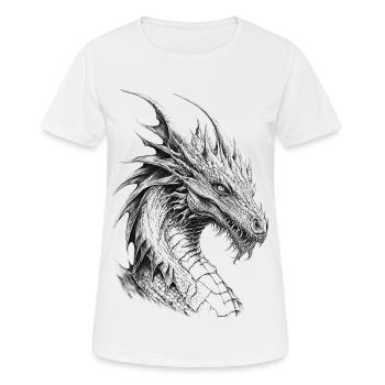 Mythischer Drache. Eine Legende in Grautönen. - Frauen T-Shirt atmungsaktiv - Weiß - Vorne - AI Model Female 172 dark (172cm)