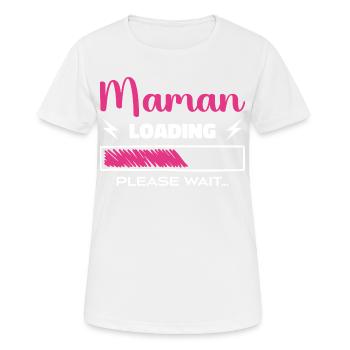 Mama lädt Bitte warten... - Frauen T-Shirt atmungsaktiv - Weiß - Vorne - AI Model Female 172 dark (172cm)