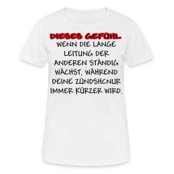Lange Leitung Kurze Zündschnur weiss - Frauen T-Shirt atmungsaktiv - Weiß - Vorne - AI Model Female 172 dark (172cm)