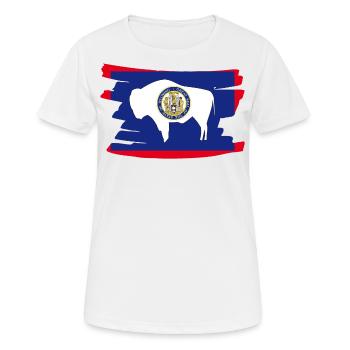 Wyoming USA - Flag - brush horizontal - Frauen T-Shirt atmungsaktiv - Weiß - Vorne - AI Model Female 172 dark (172cm)