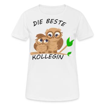 Die beste Kollegin Eulen Arbeitskollegin Geschenk - Frauen T-Shirt atmungsaktiv - Weiß - Vorne - AI Model Female 172 dark (172cm)