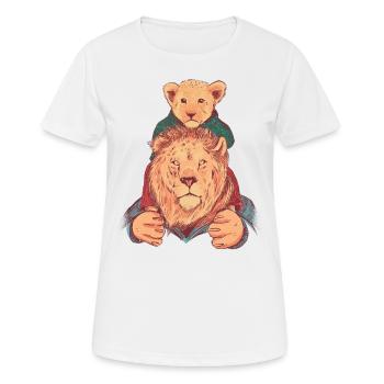 FATHER AND SON LION - Women's Breathable T-Shirt - white - Front - AI Model Female 172 dark (172cm)