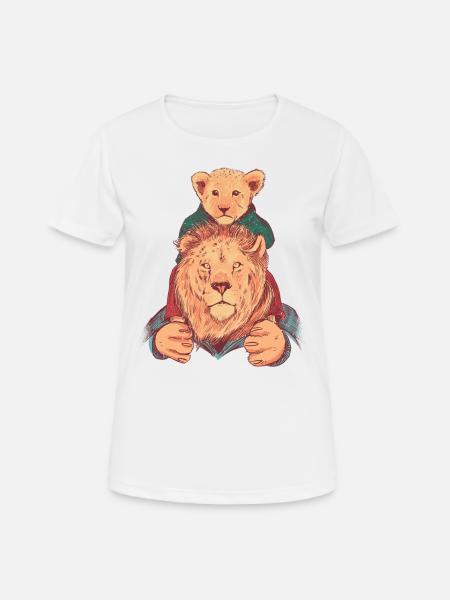 PADRE E FIGLIO LEONE - Dame T-shirt svedtransporterende - hvid