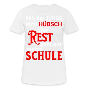 99% der Jungs hübsch, Rest ist auf meiner Schule - Frauen T-Shirt atmungsaktiv - Weiß - Vorne - AI Model Female 172 dark (172cm)