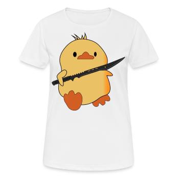 lustige Ente mit Schwert - Katana - Frauen T-Shirt atmungsaktiv - Weiß - Vorne - AI Model Female 172 dark (172cm)