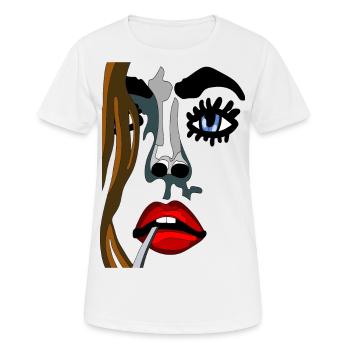 Classic Art Face - Top Model with Red Lights - Women's Breathable T-Shirt - white - Front - AI Model Female 172 dark (172cm)