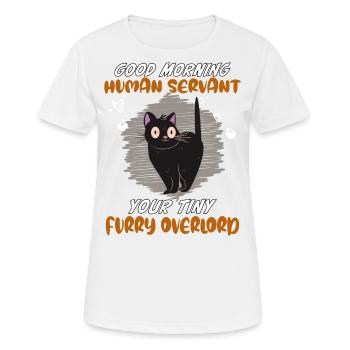 Bonjour, drôle de chat serviteur humain - T-shirt respirant Femme - blanc - Devant - AI Model Female 172 dark (172cm)