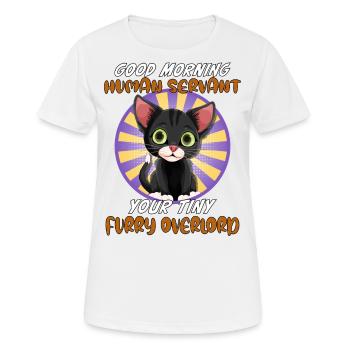 Bonjour, drôle de chat serviteur humain - T-shirt respirant Femme - blanc - Devant - AI Model Female 172 dark (172cm)