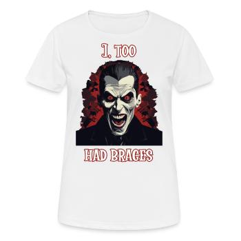 Une personne ressemblant à un vampire montrant ses dents parfaites - T-shirt respirant Femme - blanc - Devant - AI Model Female 172 dark (172cm)
