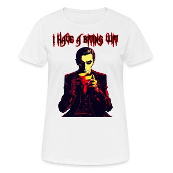 Mordant l’ Vampire rinçant le café - T-shirt respirant Femme - blanc - Devant - AI Model Female 172 dark (172cm)
