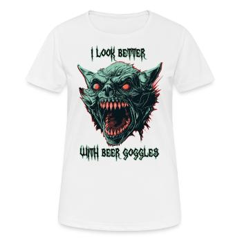 Lunettes de bière de goule démoniaque - T-shirt respirant Femme - blanc - Devant - AI Model Female 172 dark (172cm)