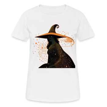 Hexen-Silhouettenprofil mit orangefarbener Umrandung, - Frauen T-Shirt atmungsaktiv - Weiß - Vorne - AI Model Female 172 dark (172cm)