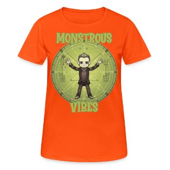 Monstrous Vibes, Franken monster - Women's Breathable T-Shirt - neon orange - Front - AI Model Female 172 dark (172cm)