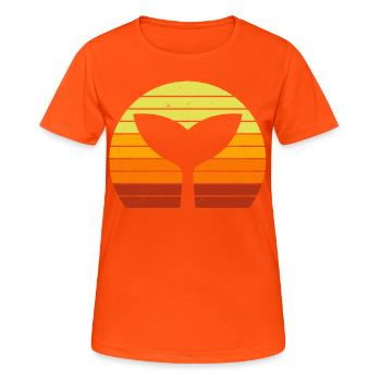 Rettet die Wale Ozean Orca Blauwal Buckelwal - Frauen T-Shirt atmungsaktiv - Neonorange - Vorne - AI Model Female 172 dark (172cm)
