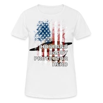 USA Husband Daddy Protector Hero - Women's Breathable T-Shirt - white - Front - AI Model Female 172 dark (172cm)