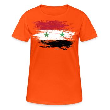 Drapeau syrien utilisé - T-shirt respirant Femme - orange néon - Devant - AI Model Female 172 dark (172cm)