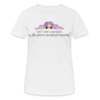 Oreiller drôle coiffure citation Coiffure drôle d’oreiller - T-shirt respirant Femme - blanc - Devant - AI Model Female 172 dark (172cm)