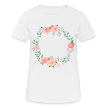 Blumenkranz-Zauber - Frauen T-Shirt atmungsaktiv - Weiß - Vorne - AI Model Female 172 dark (172cm)
