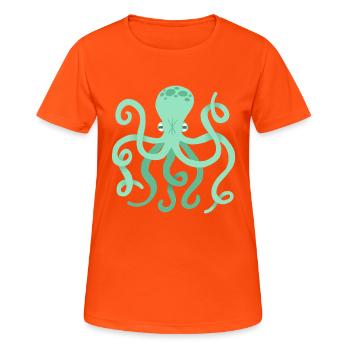 Krake - Frauen T-Shirt atmungsaktiv - Neonorange - Vorne - AI Model Female 172 dark (172cm)