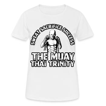Sweat Sacrifice Success Die Muay Thai Dreifaltigkeit - Frauen T-Shirt atmungsaktiv - Weiß - Vorne - AI Model Female 172 dark (172cm)
