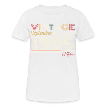 Jahrgang September 1995 September 1995 September - Frauen T-Shirt atmungsaktiv - Weiß - Vorne - AI Model Female 172 dark (172cm)