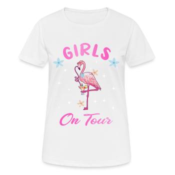 Girls On Tour Flamingo - Junggesellenabschied - Frauen T-Shirt atmungsaktiv - Weiß - Vorne - AI Model Female 172 dark (172cm)