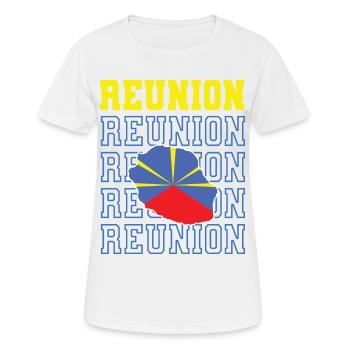 idee cadeau drapeau carte ile de la reunion 974 - T-shirt respirant Femme - blanc - Devant - AI Model Female 172 dark (172cm)