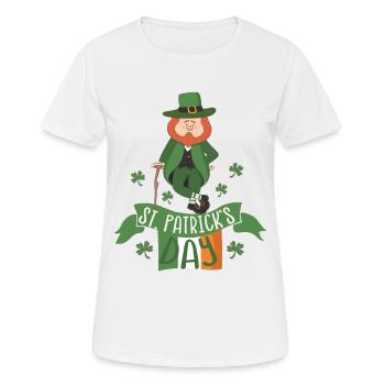 St. Patricks Day: Irish Leprechaun Kobold 17. März - Frauen T-Shirt atmungsaktiv - Weiß - Vorne - AI Model Female 172 dark (172cm)